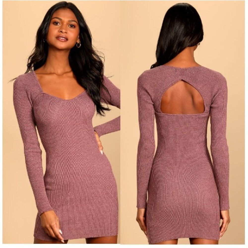 Lulu's Women's Ribbed Cutout Bodycon Stretch Sweater Dress XL